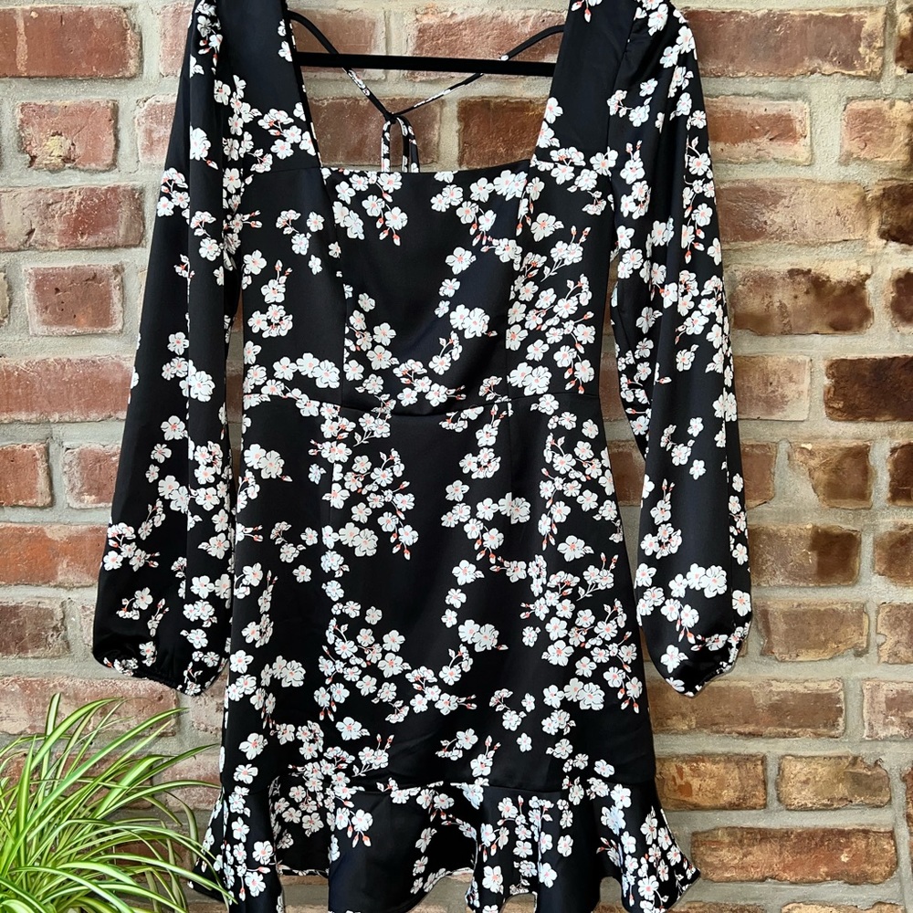 Floral Black Mini Dress